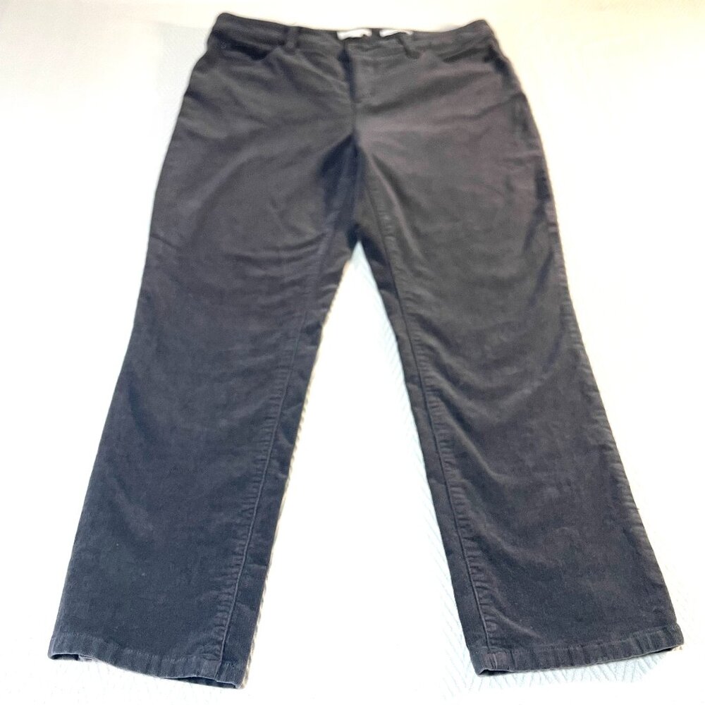 Charter Club Women's Gray Corduroy Pants 14P Straight Leg Stretch Petite